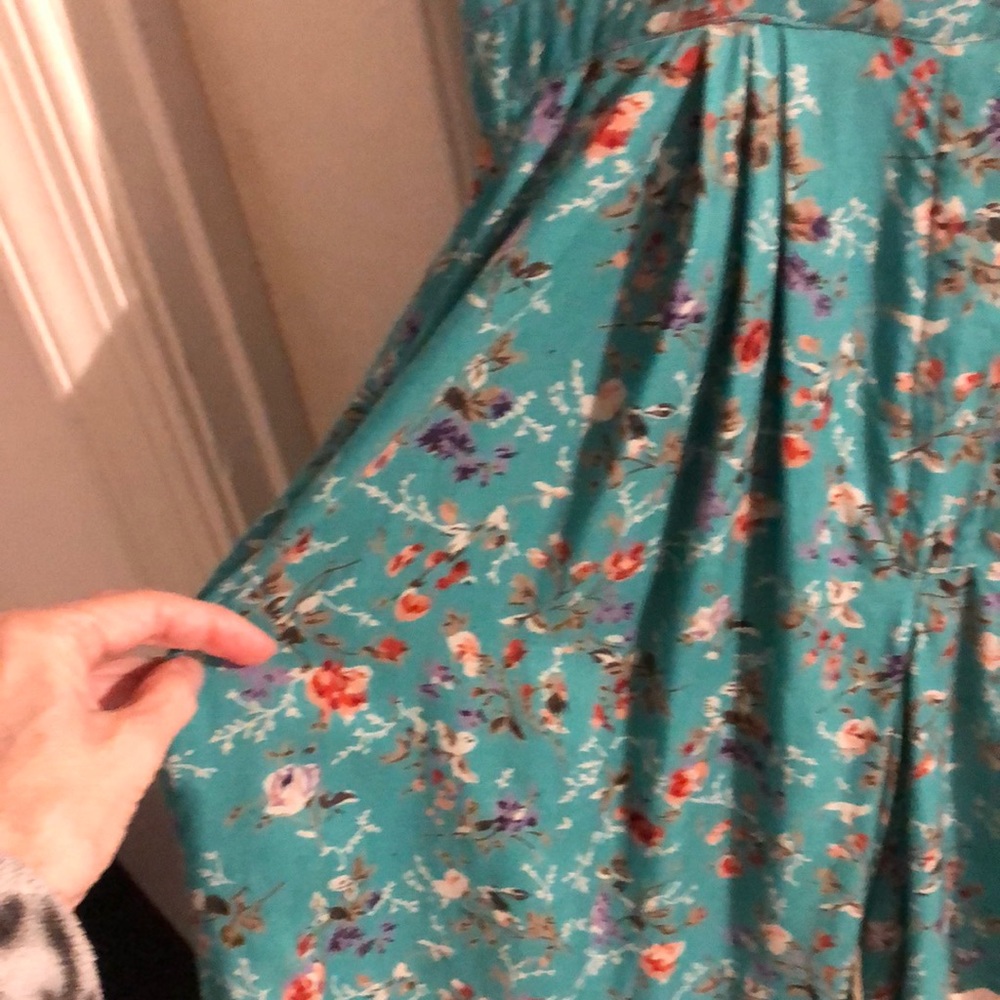 Adorable Access Teal Flowered Skort Romper - Picture 4 of 8